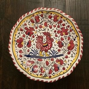 8 inch deruta red rooster dipping bowl